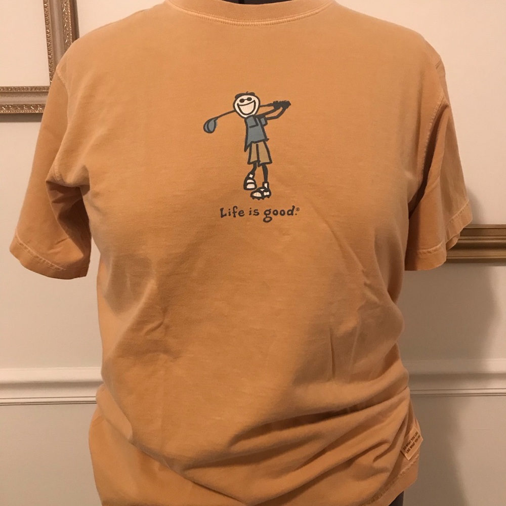 Yellow Life Is Good Golfing Tee-Shirt